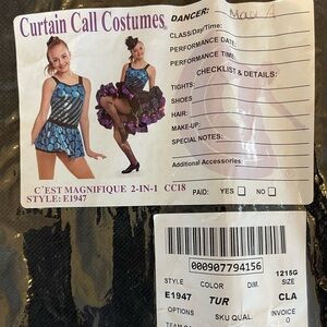 Curtain Call Costumes 4 Piece Blue and Black Dance Outfit Size CLA